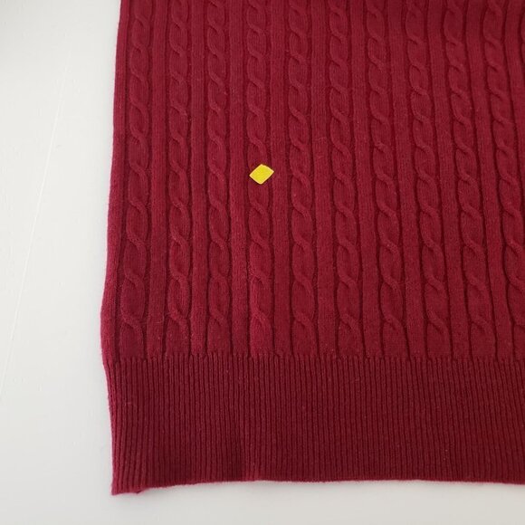 Woolovers Cable Knit Sweater Merino Wool Cashmere Dark Red Pullover Small FLAW - Picture 5 of 11